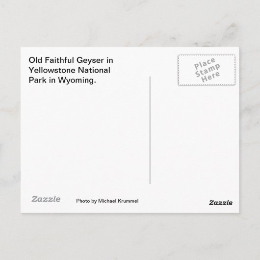 Carte Postale Vieux Geyser (Dos)