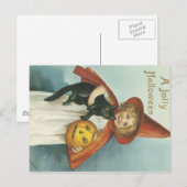 Carte Postale Vieux Halloween Jolly Little Witch (Devant / Derrière)