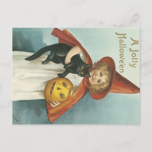 Carte Postale Vieux Halloween Jolly Little Witch (Devant)