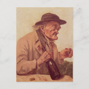 Carte Postale Vieux homme avec un verre de vin