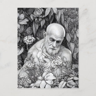Carte Postale Vieux Homme De Plantes Et De Fleurs Art numérique