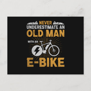 Carte Postale Vieux Homme E-Bike Vieux Hommes Vélo Balade à vélo