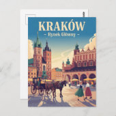 Carte Postale Vieux marché de Cracovie vintage (Devant / Derrière)