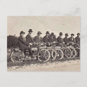 Carte Postale Vieux motos 1912 B&W photo