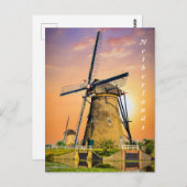 Carte Postale Vieux moulin à vent à Pays-Bas pour tous Jigsaw Pu (Devant / Derrière)