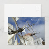 Carte Postale Vieux moulins à vent Olympos Karpathos, Grèce avec (Devant / Derrière)