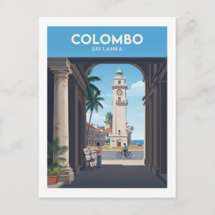Carte Postale Vieux phare et tour de l'horloge de Colombo Sri La