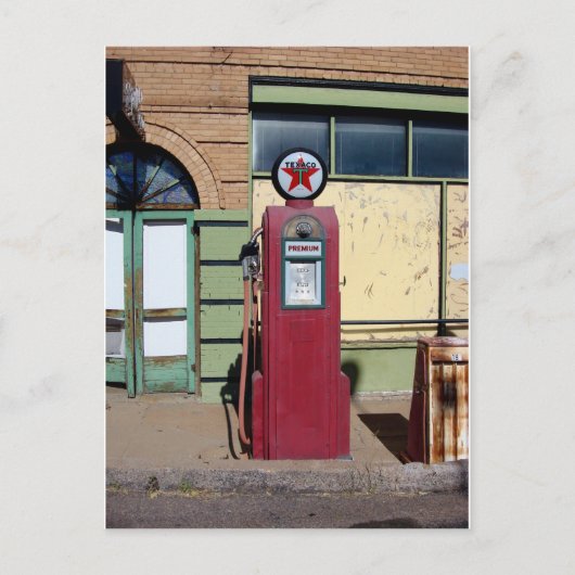 Carte Postale Vieux photo de pompe à essence (Devant)
