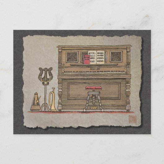Carte Postale Vieux piano droit (Devant)