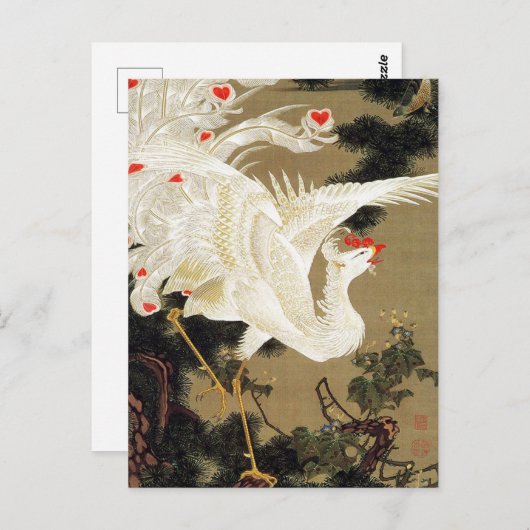 Carte Postale Vieux pin et Phénix blanc par Ito Jakuchu (Devant / Derrière)