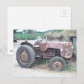Carte Postale Vieux tracteur rouge (Devant / Derrière)