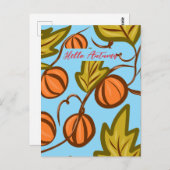 Carte Postale Vignes Citrouilles d'automne dessin manuel (Devant / Derrière)