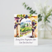 Carte Postale Vignoble aquarelle penser à vous (Debout devant)