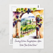 Carte Postale Vignoble aquarelle penser à vous (Devant / Derrière)