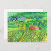 Carte Postale Vignoble Napa Valley Red Grange Field Rows (Devant / Derrière)