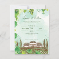 Vignoble romantique et Faire-part de mariage graph