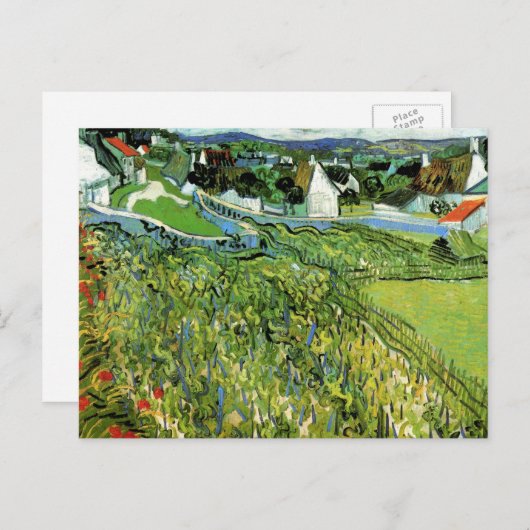Carte Postale Vignobles avec vue sur Auvers par Vincent van Gogh (Devant / Derrière)