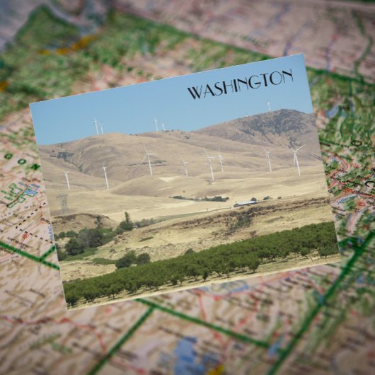Carte Postale Vignobles de l'État de Washington et fermes éolien