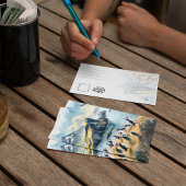 Carte postale Vik Puffins Islande Watercolor