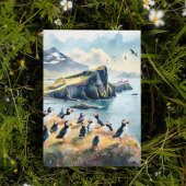 Carte postale Vik Puffins Islande Watercolor