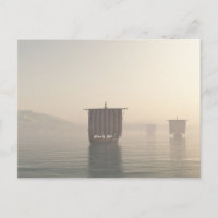 Viking Longships in the Mist