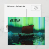 Carte Postale Viking Navire Et Lumières Du Nord (Devant / Derrière)