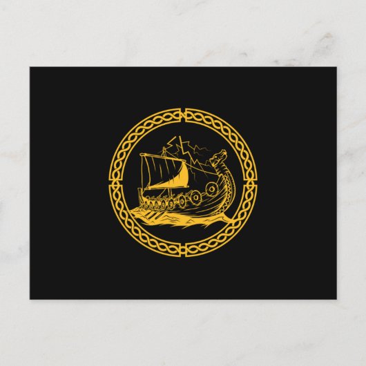 Carte Postale Viking Ship Guerrier Valhalla Norse Mythologie Cad (Devant)