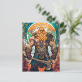 Carte Postale Viking Warrior avec Ax Norse Mythology Comic (Debout devant)