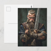 Carte Postale Viking Warrior dans Authentic attire (Devant / Derrière)