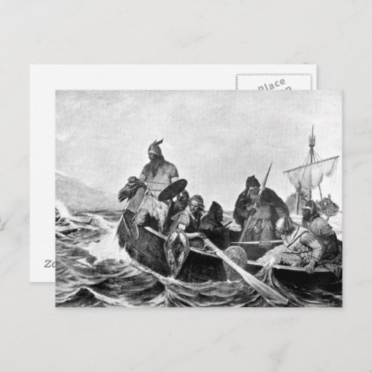 Carte Postale Vikings Landing in Islande Illustration (1909) (Devant / Derrière)
