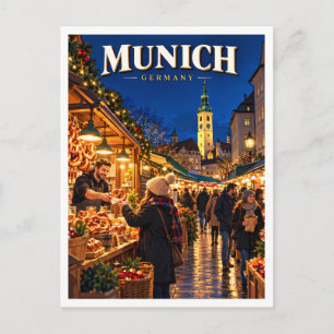 Carte Postale Viktualienmarkt et église Saint-Pierre de Munich