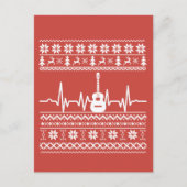 Carte Postale Vilain joyeux pull de Noël guitare acoustique (Devant)