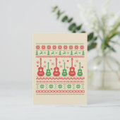 Carte Postale Vilain joyeux pull de Noël guitare acoustique (Debout devant)