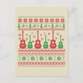 Carte Postale Vilain joyeux pull de Noël guitare acoustique (Devant)