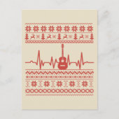 Carte Postale Vilain joyeux pull de Noël guitare acoustique (Devant)