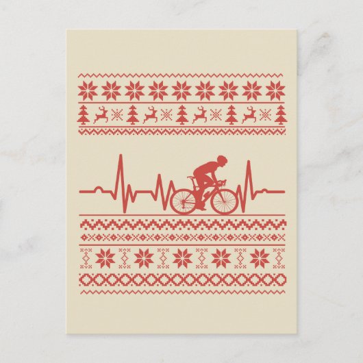 Carte Postale Vilain pull Joyeux Noël à vélo (Devant)