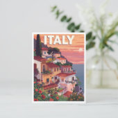 Carte Postale Villa de bord de mer de Riviera italienne Retro (Debout devant)