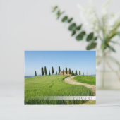 Carte Postale Villa de ferme avec cyprès en Toscane (Debout devant)