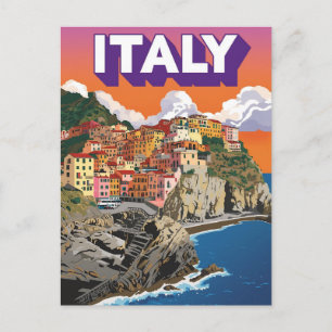 Carte Postale Village de Cinque Terre en Italie Voyage Vintage