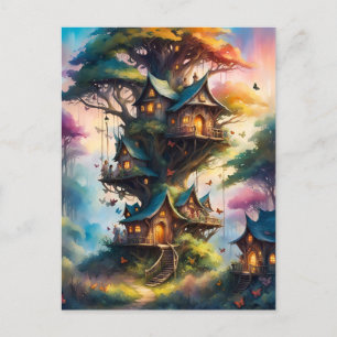Carte Postale Village de fées coloré, Postcrossing