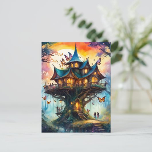 Carte Postale Village de fées coloré, Poste (Debout devant)