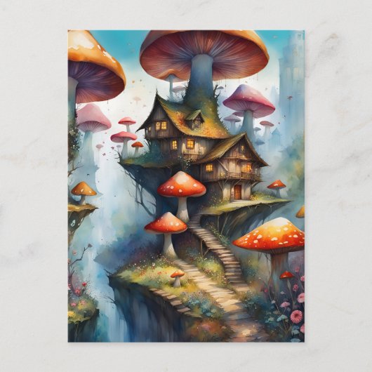 Carte Postale Village de fées coloré, Poste (Devant)