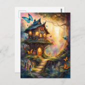 Carte Postale Village de fées coloré, Poste (Devant / Derrière)