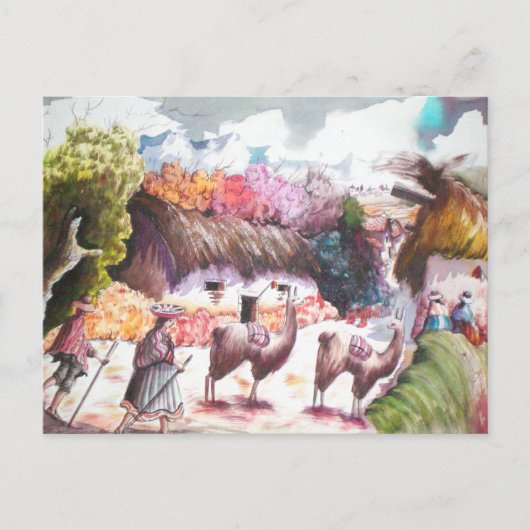 Carte Postale Village de Llama Picture Pérou (Devant)