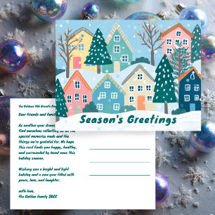 Carte Postale Village de Noël hivernal enneigé personnalisé