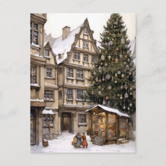 Carte Postale Village de Noël Vintage (Devant)