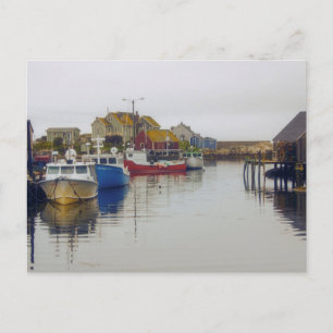 Carte Postale Village de pêche Nouvelle-Écosse Canada Art