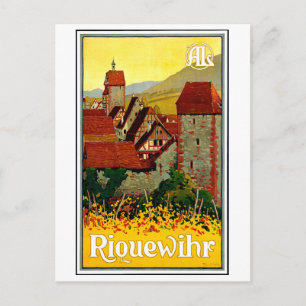 Carte Postale village de Riquewihr, alsace, France, voyage vinta