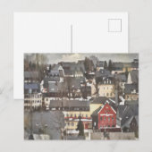 Carte Postale Village d'hiver avec une maison rouge (Devant / Derrière)