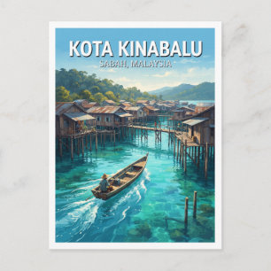 Carte Postale Village flottant de Kampung Gaya à Kota Kinabalu e